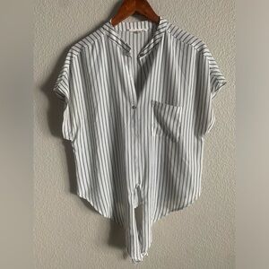 Olivaceous Button Down Tie Blouse